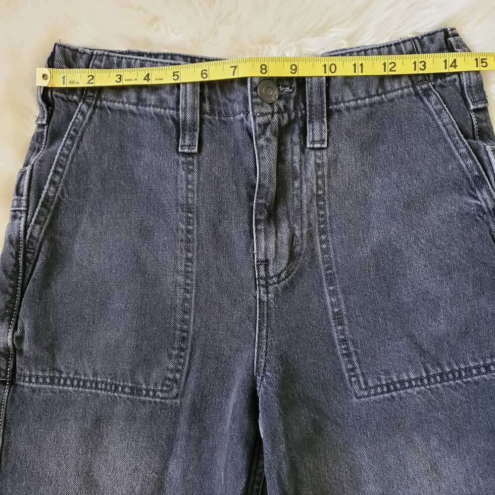 Free People Major Leagues Black Wide Leg Cuff Jeans Size 26 - Picture 13 of 15